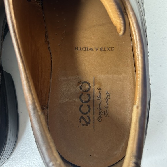 Ecco Holton Apron Toe Oxfords Mens 43 US 10 Extra Wide Brown Leather